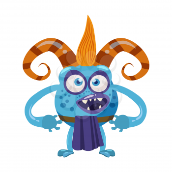 Devil Troll cute funny fairytale character, emotions, cartoon style