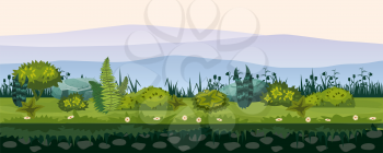 Sof vegetation, grass, foliage, landscape for development of ui games