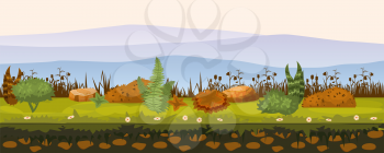 Sof vegetation, grass, foliage, landscape for development of ui games