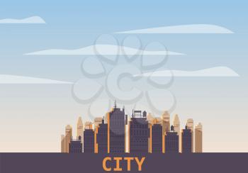 Cityscape day. Modern city skyline panoramic vector background