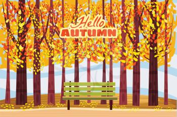 Hello autumn, Autumn alley, path in the park, bench, fall, autumn leaves mood