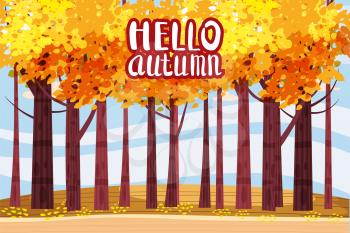Hello autumn, Autumn alley, path in the park, fall, autumn leaves, lettering mood