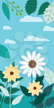 Floral spring leaves and flowers vertical backgrounds social media stories templates