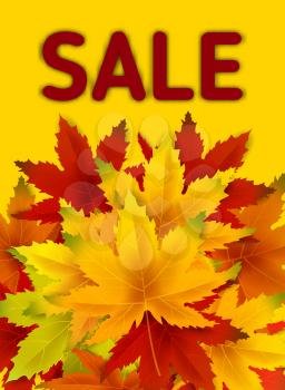 Autumn Sale Background Template, with falling bunch of leaves, shopping sale or seasonal poster