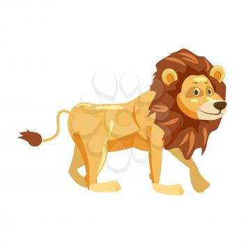 Cute lion, animal, trend cartoon style vector illustration