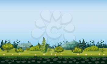 Seamless Grounds, Terraine Soil And Grass with grass flora bushes, underground patterns. Vector, GUI, Illustration isolated, cartoon style