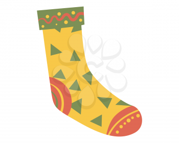 Christmas sock, decorate element retro, vintage. Vector illustration isolated