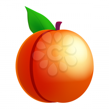 Peach ripe, fruit whole fresh organic, orange color, icon. Vector illustration symbol icon cartoon realistic style