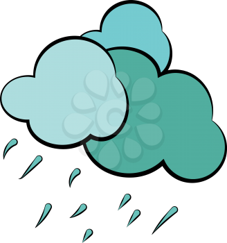 Heavy downpour from a cloudy sky depicting the rainy weather vector color drawing or illustration 