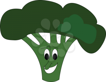 Smilling broccoli vector illustration on white background.
