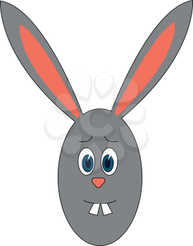 Concered grey bunny vector illustration on white background.