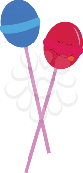 Blue and pink lollipops vector illustration on white background.