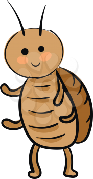 Smiling cockroach vector illustration on white background.