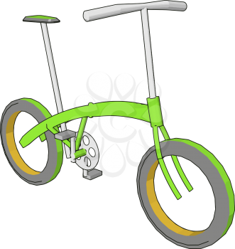 small bicycle with simple structure green in color with one seat two pedals and two wheels Very user friendly cheaper light transport vehicle vector color drawing or illustration
