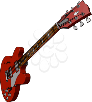 The guitar is a type of chordophone traditionally constructed from wood and strung with either gut nylon or steel strings vector color drawing or illustration