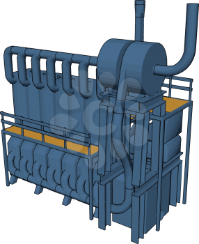 A type of machine medium in size have different parts like pump so many connecting pipes attached to a fixed line vector color drawing or illustration