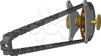 A chain drive is a way of transmitting mechanical power from one place to another it is often used to convey power to the wheels of a vehicle vector color drawing or illustration