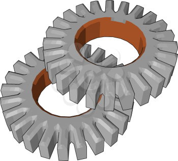 Spur gears are used in many devices like electric screwdriver dancing monster oscillating sprinkler windup alarm clock washing machine and clothes dryer vector color drawing or illustration