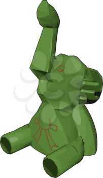 It is an elephant toy for children playing green color and in sitting position vector color drawing or illustration