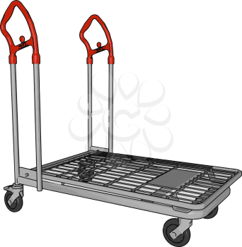 A transport cart a table on four small wheels with one shelf under it used for serving food or drinks vector color drawing or illustration