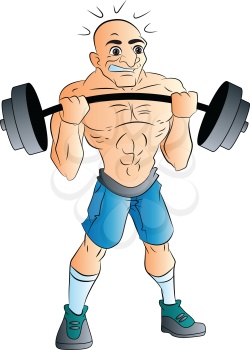 Bald Male Weightlifter, vector illustration