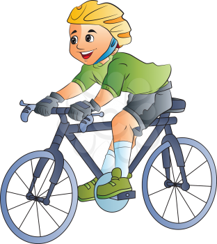 Boy Riding a Bicycle, vector illustration