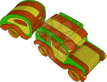 A attractive toy car is standing on ground fetching attention of every child to buy it vector color drawing or illustration