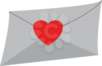 An envelope with a heart sticker on it vector color drawing or illustration