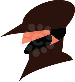 An image of a man with thick broad mustacho wearing a brown hat and a trench coat vector color drawing or illustration
