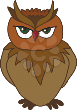An angry looking owl with red beak vector color drawing or illustration