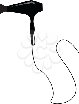 Vector illustration of a black hair dryer with black cord white background 