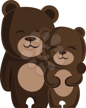 A male and a female bear hugging each other vector illustration on white background.