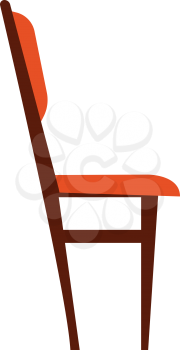 Wooden chair with brown cushioned neck rest and seat vector color drawing or illustration 