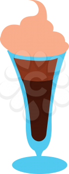 A glass of cold coffee with ice cream toppings ready to enjoy during summer vector color drawing or illustration 