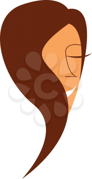 Side face of a long haired lady with beautiful smile vector color drawing or illustration 