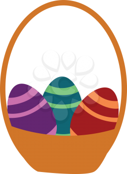 A basket full of colorful designed easter eggs for the decoration vector color drawing or illustration 