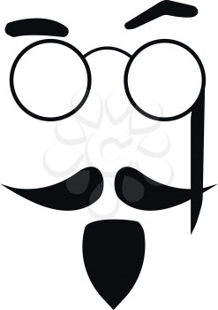 Silhouette of a face with black thin beard and eye glasses vector color drawing or illustration 