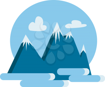 Clipart of a blue snow covered mountain range vector color drawing or illustration 