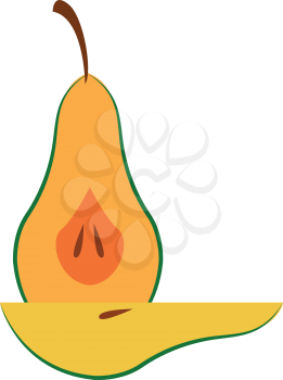 A green juicy pear fruit is cubed into piece to serve vector color drawing or illustration 