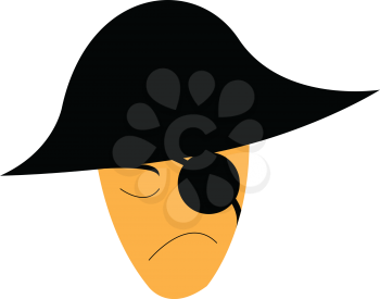 A pirate with signature hat and eye cover vector color drawing or illustration 