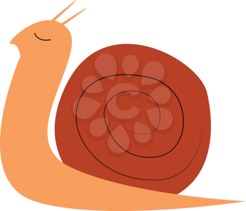 A snail with its shell is moving at a slow speed vector color drawing or illustration 