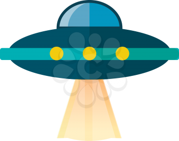 A round dome shaped alien spacecraft known as UFO vector color drawing or illustration 