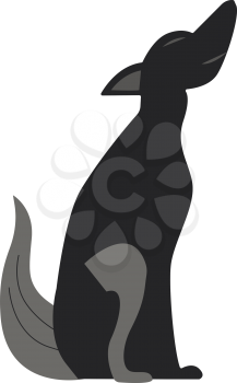 Clipart of an howling wolf at the night vector color drawing or illustration 