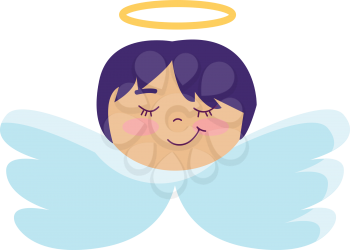 Angel with short blue hair illustration color vector on white background