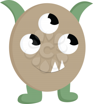 Baby monster with 3 eyes illustration color vector on white background