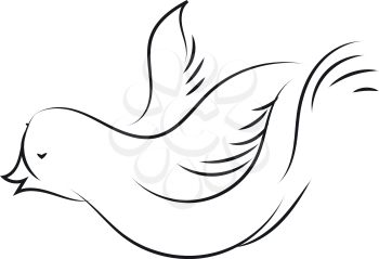 Sketch of white dove illustration color vector on white background