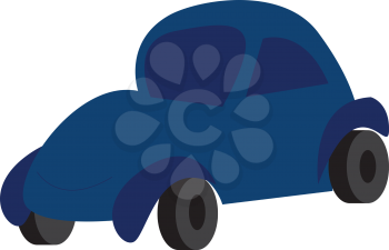 Blue car doodle illustration print vector on white background