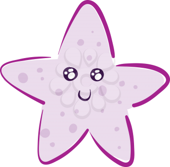 Cute smiling pink starfish vector illustration on white background 