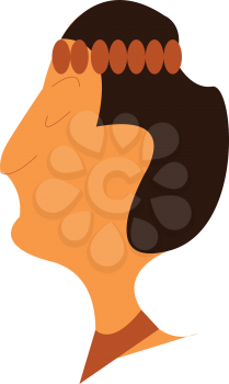 A woman with very short black hair and brown head gear vector color drawing or illustration