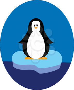 Penguin standing on iceberg illustration vector on white background